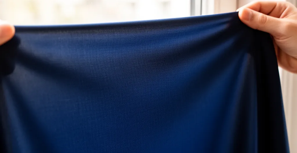 Tissu de burkini tenu devant une source de lumière pour vérifier l'opacité